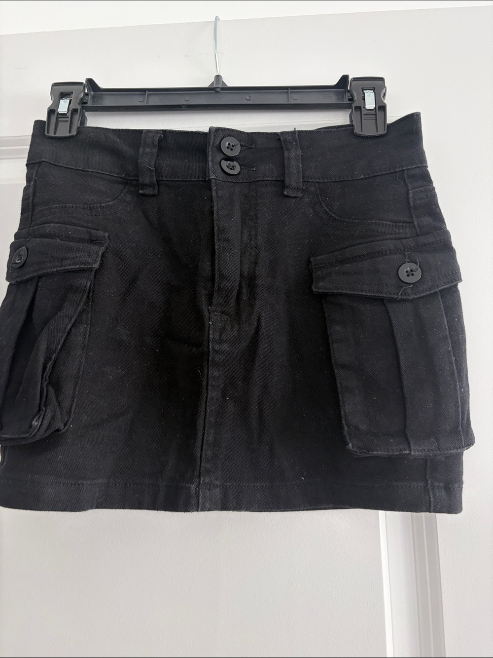 Black Cargo Pocket Mini Skirt
